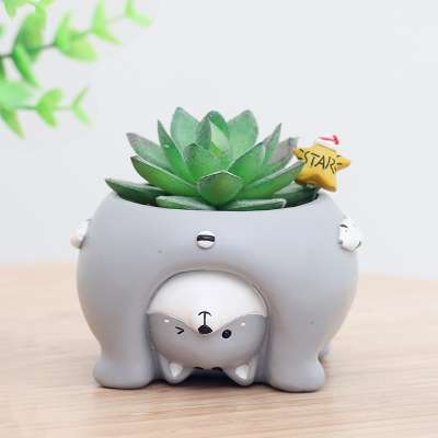 Hot Sale kawaii little cat shape nursery pots mini resin flowerpots